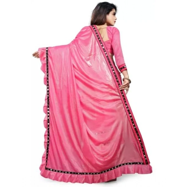 Women's Malai Lining Solid Saree With Unstitched Blouse (Baby Pink, 5.5 Mtr) - Baby Pink