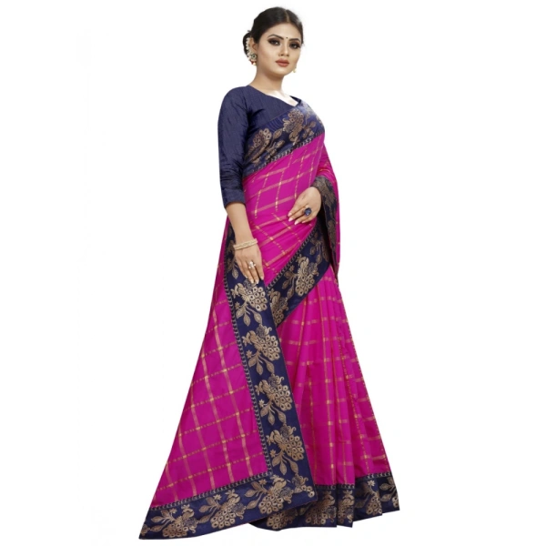 Women's Panetar Silk Saree with Blouse (Pink,5-6 mtrs) - Pink