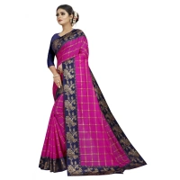 Women's Panetar Silk Saree with Blouse (Pink,5-6 mtrs) - Pink