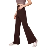 Women's Polyester Cow Pattern Pant (Coffee) - L