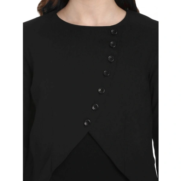 Women's Polyester Diagonal Cut Long Sleeves Blazer (Black) - M