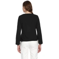 Women's Polyester Diagonal Cut Long Sleeves Blazer (Black) - M