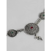 Shopnav Women's Rose Gold Plated Alloy Necklace &amp; Earings Set (Silver) - Silver