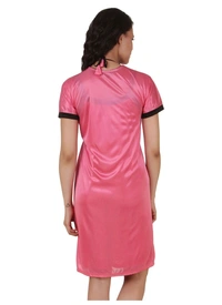 Women's Satin Short Wrap Gown with Half Sleeve(Color: Coral Pink, Neck Type: V Neck) - Coral Pink, 0.35, L