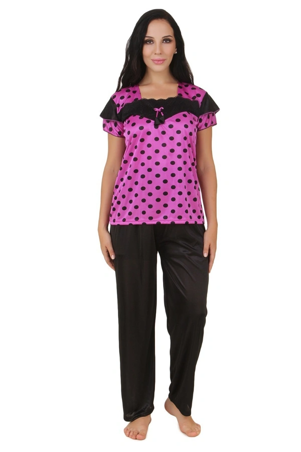 Women's Satin Top And Pyjama Set Mega Sleeve(Color: Sandal, Neck Type: Square Neck) - Sandal, 0.35, M