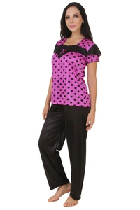 Women's Satin Top And Pyjama Set Mega Sleeve(Color: Sandal, Neck Type: Square Neck) - Sandal, 0.35, M