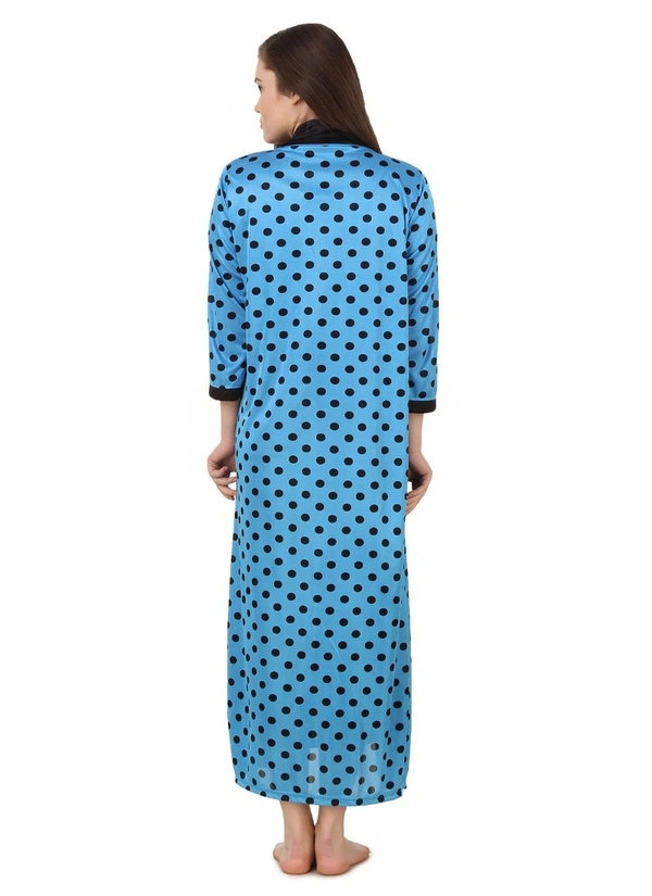 Women's Satin Wrap Gown3 and 4 Sleeve(Color: Turquoise and Black, Neck Type: V Neck) - 0.35, Turquoise and Black