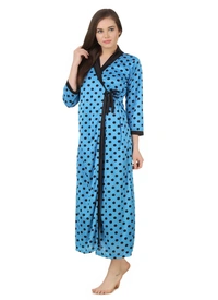 Women's Satin Wrap Gown3 and 4 Sleeve(Color: Turquoise and Black, Neck Type: V Neck) - 0.35, Turquoise and Black