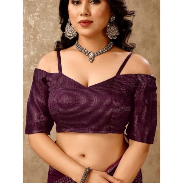 Women's Zomto Laheriya Saree With Unstitched Blouse (Wine, 5-6 Mtrs) - Wine