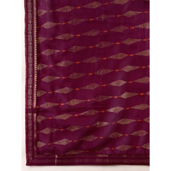 Women's Zomto Laheriya Saree With Unstitched Blouse (Wine, 5-6 Mtrs) - Wine
