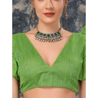 Women's Zomto Printed Saree With Unstitched Blouse (Green, 5-6 Mtrs) - Green