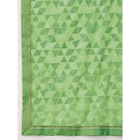 Women's Zomto Printed Saree With Unstitched Blouse (Green, 5-6 Mtrs) - Green