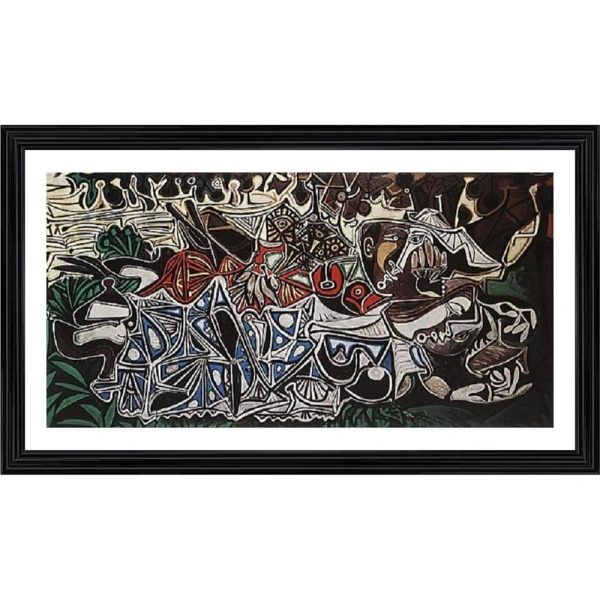 Young Ladies on the Banks of the Seine 1950 Painting With Wood Photo Frame (Multicolor)