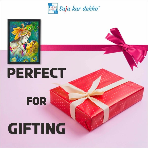 SAJA KAR DEKHO RADHA KRISHNA PHOTO High Quality Weather Resistant HD Wall Frame | 18 x 12 inch | - 18 X 12 inch