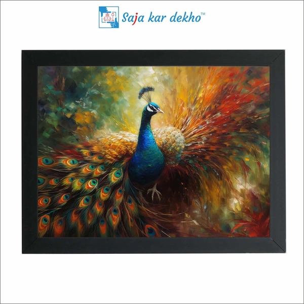 Beautiful Peacock High Quality Weather Resistant HD Wall Frame | 18 x 12 inch |