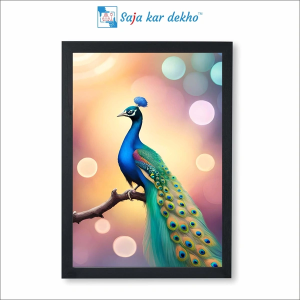 Beautiful Peacock High Quality Weather Resistant HD Wall Frame | 18 x 12 inch |