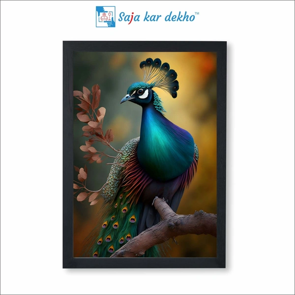 Beautiful Peacock High Quality Weather Resistant HD Wall Frame | 18 x 12 inch |