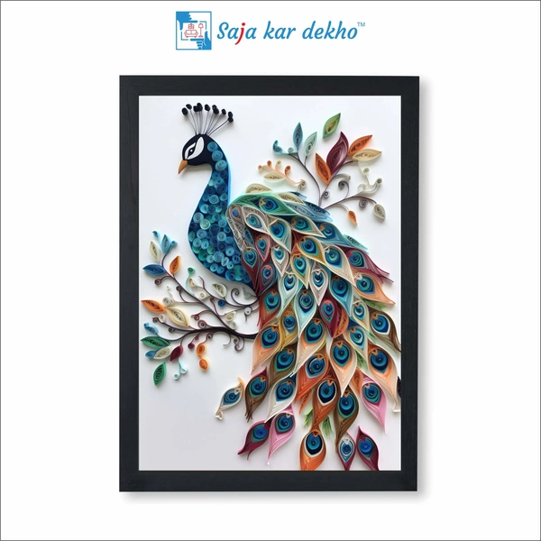 Beautiful Peacock High Quality Weather Resistant HD Wall Frame | 18 x 12 inch |
