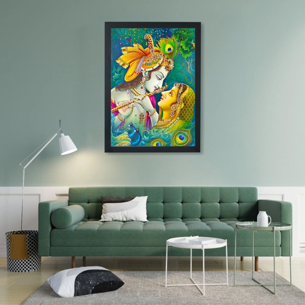 RADHA KRISHNA PHOTO High Quality Weather Resistant HD Wall Frame  | 18 x 12 inch |