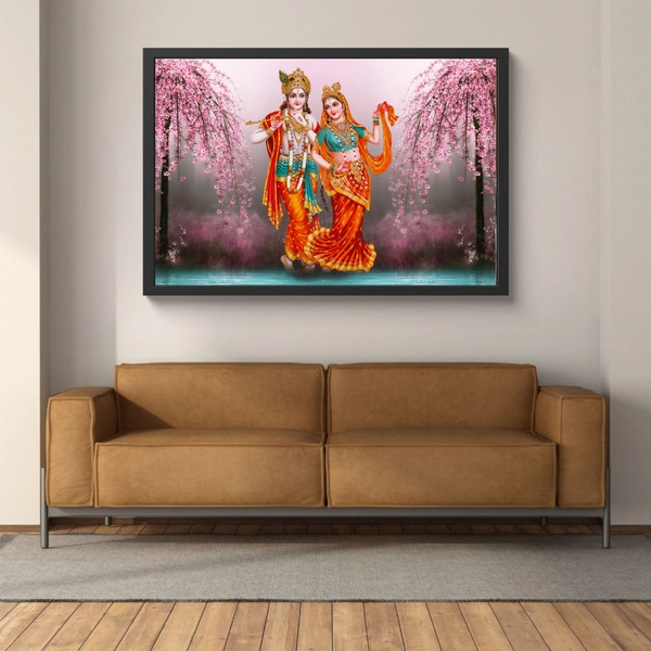 RADHA KRISHNA PHOTO High Quality Weather Resistant HD Wall Frame  | 18 x 12 inch |