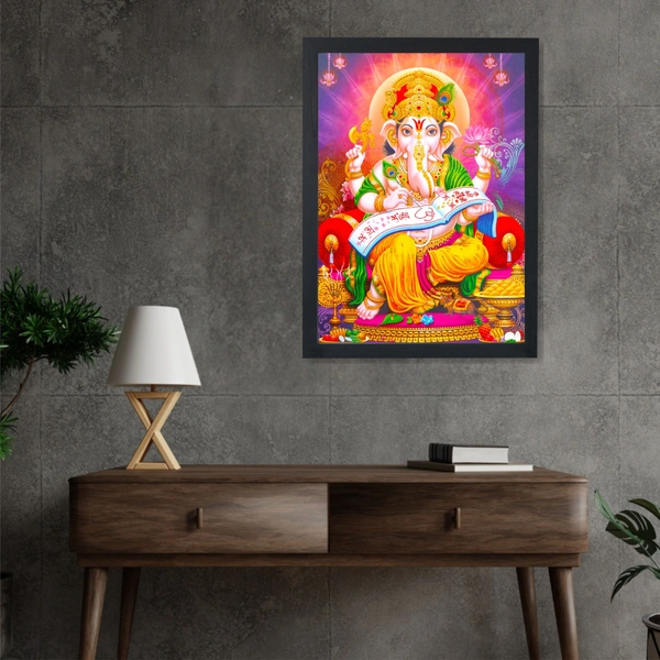 GANESH JI PHOTO High Quality Weather Resistant HD Wall Frame  | 18 x 12 inch | 