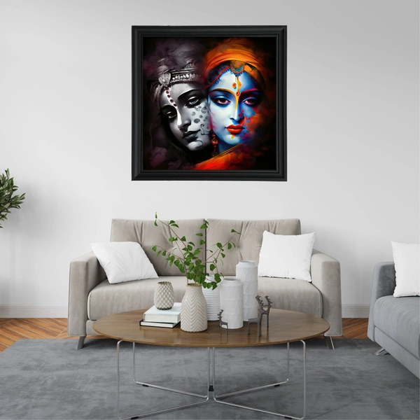 Radha Krishna Photo High Quality Weather Resistant HD Wall Frame | 20 x 20 inch |