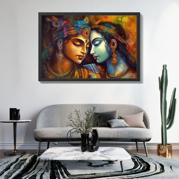 Radha Krishna Photo High Quality Weather Resistant HD Wall Frame  | 18 x 12 inch | 