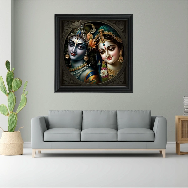 Radha Krishna Photo High Quality Weather Resistant HD Wall Frame | 20 x 20 inch |
