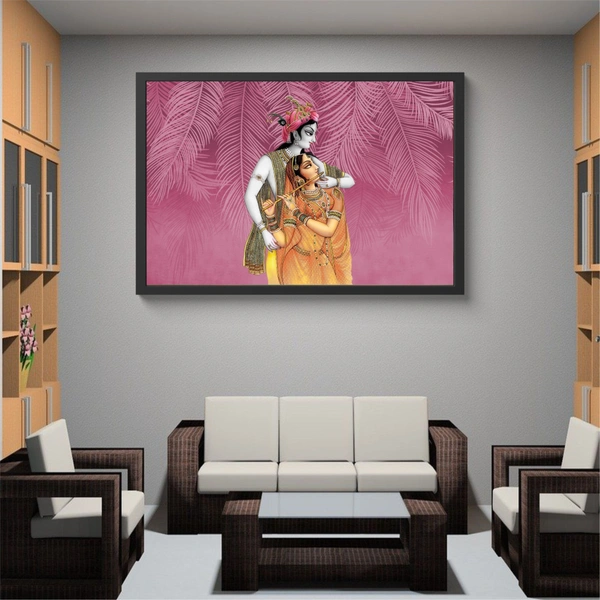 SAJA KAR DEKHO Radha Krishna High Quality Weather Resistant HD Wall Frame | 18 x 12 inch | - 18 X 12 inch
