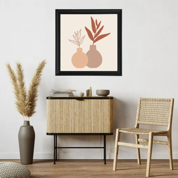 Two Vases Art Digital Print High Quality Weather Resistant HD Wall Frame | 20 x 20 inch |