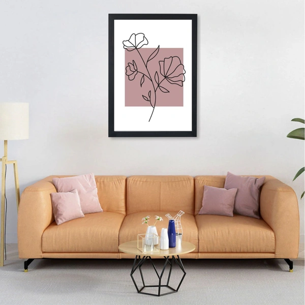Flower Line Art High Quality Weather Resistant HD Wall Frame | 18 x 12 inch |