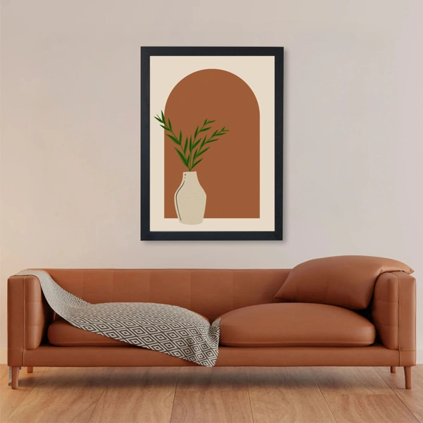 Plant In Vase Pattern Background Art High Quality Weather Resistant HD Wall Frame | 18 x 12 inch |