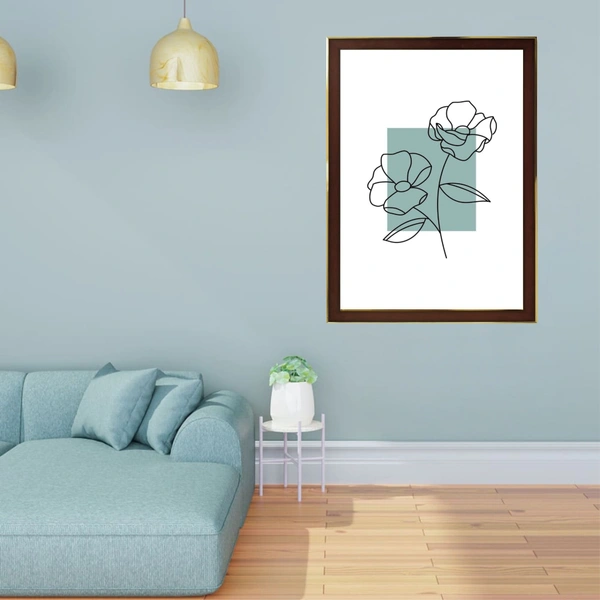Line Flower Art High Quality Weather Resistant HD Wall Frame | 18 x 12 inch |