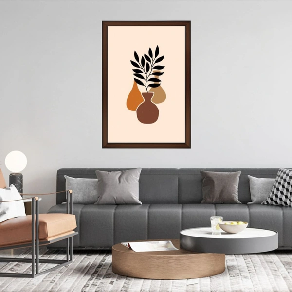 Decorative Leaves In A Vase High Quality Weather Resistant HD Wall Frame | 18 x 12 inch |