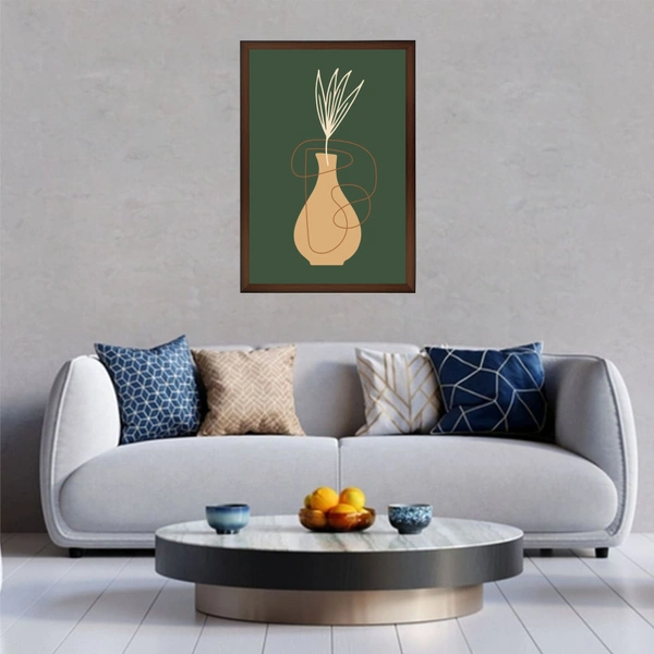 Vase Leaves High Quality Weather Resistant HD Wall Frame | 18 x 12 inch |