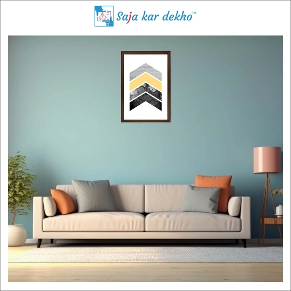 Black, Yellow And Silver Triangles High Quality Weather Resistant HD Wall Frame | 18 x 12 inch |