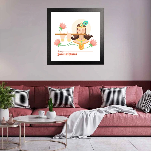 Krishna Plays The Flute High Quality Weather Resistant HD Wall Frame | 20 x 20 inch |