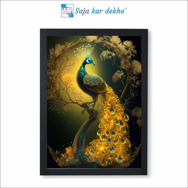 Beautiful Peacock With Beautiful Background High Quality Weather Resistant HD Wall Frame | 12 x 18 inch |
