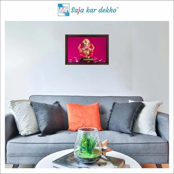 SAJA KAR DEKHO Ganesh Ji High Quality Weather Resistant HD Wall Frame | 12 x 18 inch | - 12 X 18 inch