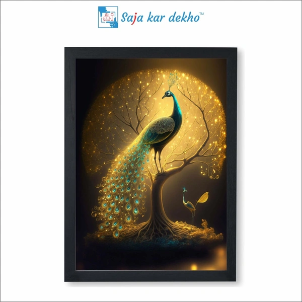 Peacock With Beautiful Background High Quality Weather Resistant HD Wall Frame | 12 x 18 inch |