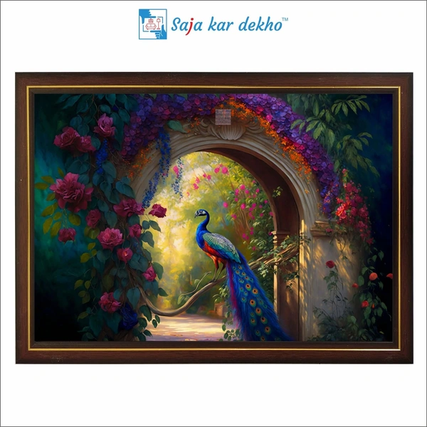 Peacock With Beautiful Background High Quality Weather Resistant HD Wall Frame | 12 x 18 inch |