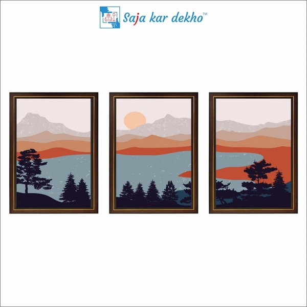 Abstract Mountain, River, Sunset High Quality Weather Resistant HD Wall Frame | 18 x 12 inch |