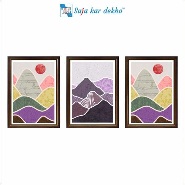 Colorful Mountain And Sun High Quality Weather Resistant HD Wall Frame | 18 x 12 inch |