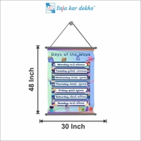 saja kar dekho DAY OF THE WEEK Wall Handing Poster For Kids | DAYS With Picture High Quality Weather Resistant HD Wall Poster | 30 x 48 inch | - 30 x 48 inch