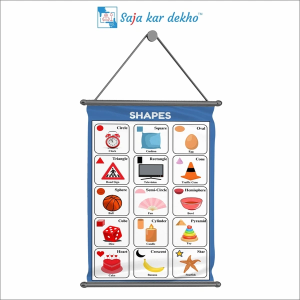 SHAPES Wall Handing Poster For Kids | SHAPES With Picture High Quality Weather Resistant HD Wall Poster | 30 x 48 inch |