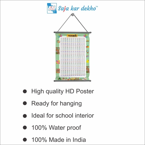 saja kar dekho બારાક્ષરી Wall Handing Poster For Kids | બારાક્ષરી Picture High Quality Weather Resistant HD Wall Poster | 30 x 48 inch | - 30 x 48 inch