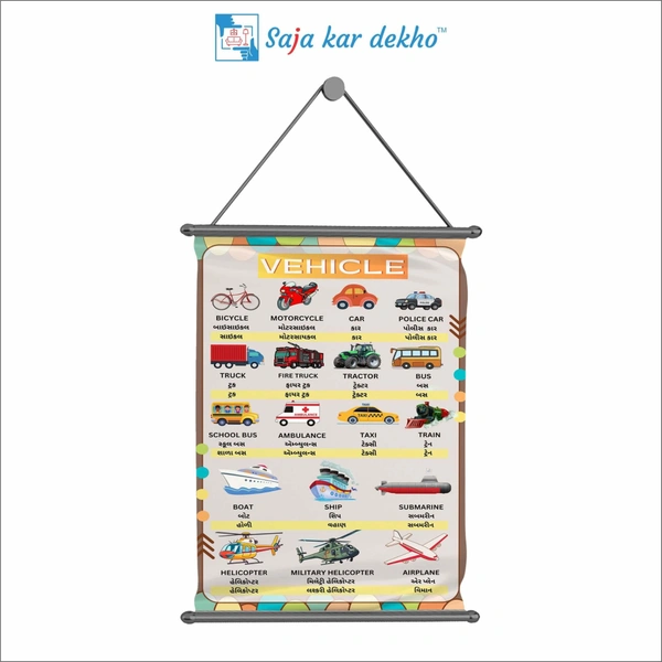 VEHICLE Wall Handing Poster For Kids | VEHICLE With Picture High Quality Weather Resistant HD Wall Poster | 30 x 48 inch |