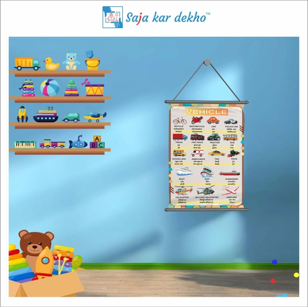 saja kar dekho VEHICLE Wall Handing Poster For Kids | VEHICLE With Picture High Quality Weather Resistant HD Wall Poster | 30 x 48 inch | - 30 x 48 inch