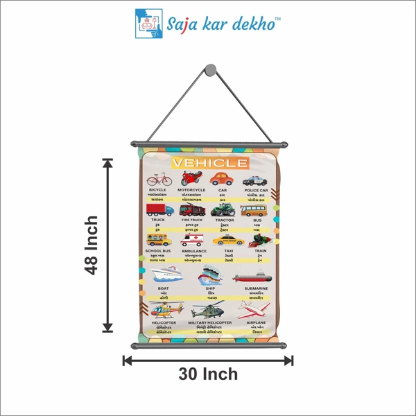 saja kar dekho VEHICLE Wall Handing Poster For Kids | VEHICLE With Picture High Quality Weather Resistant HD Wall Poster | 30 x 48 inch | - 30 x 48 inch