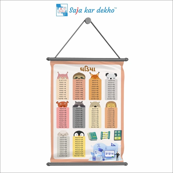 ઘડિયા Wall Handing Poster For Kids | ઘડિયા With Picture High Quality Weather Resistant HD Wall Poster | 30 x 48 inch |